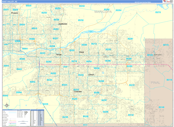 East Valley Metro Area Wall Map
